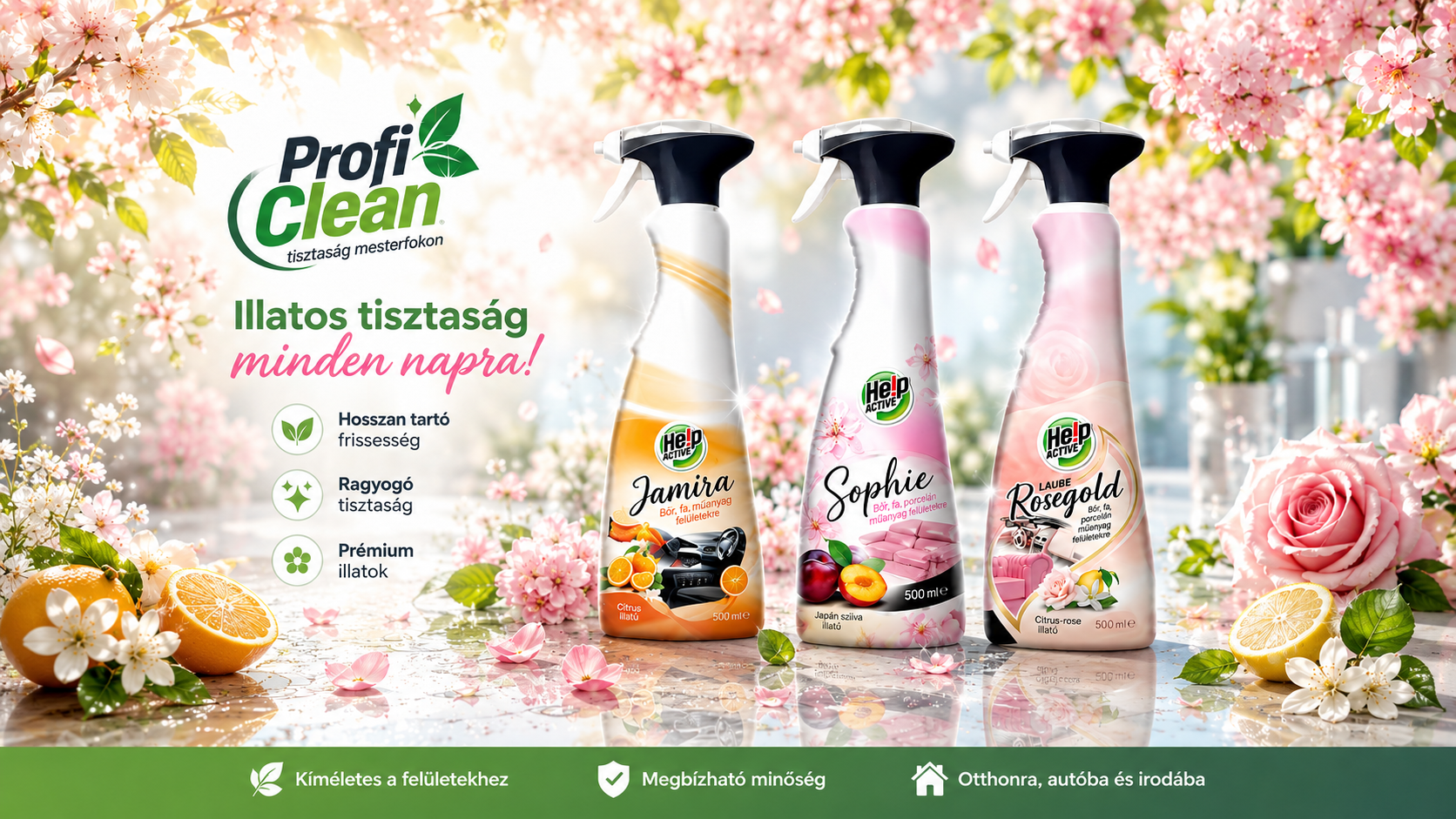 Profi Clean illatos tisztítószerek – Jamira, Sophie és Rose Gold